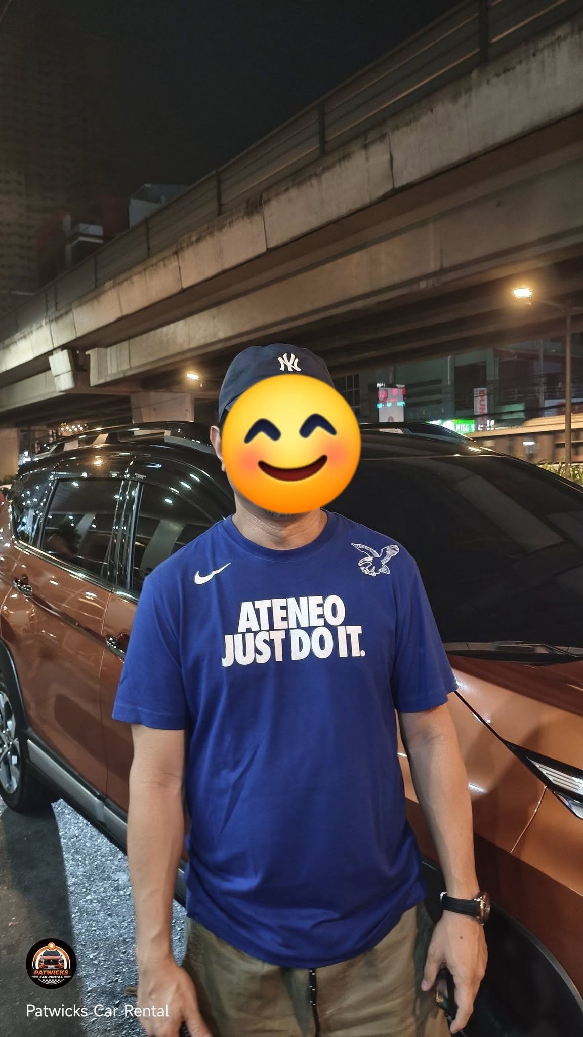 Happy customer with rented vehicle