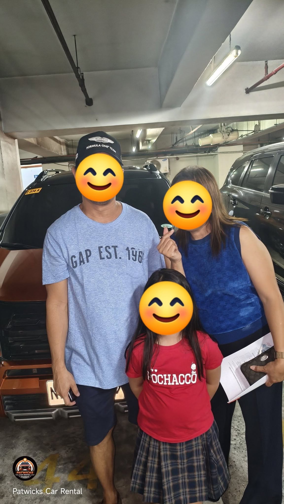 Happy customer with rented vehicle
